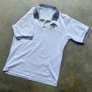 Vintage Taz Tasmanian Devil Golf Polo Shirt Mens White Blue Embroidered Looney S